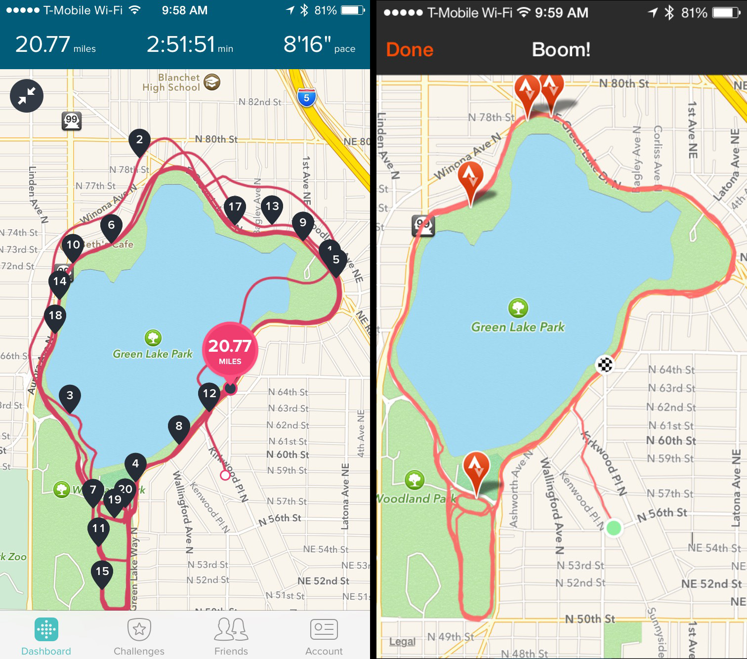 Side by side Strava and Fitibit Surge